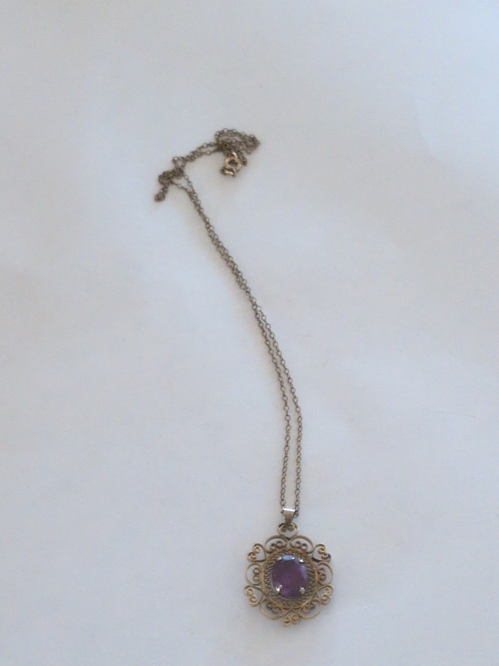 Sterling Silver Amethyst Pendant Necklace - Purple Gem